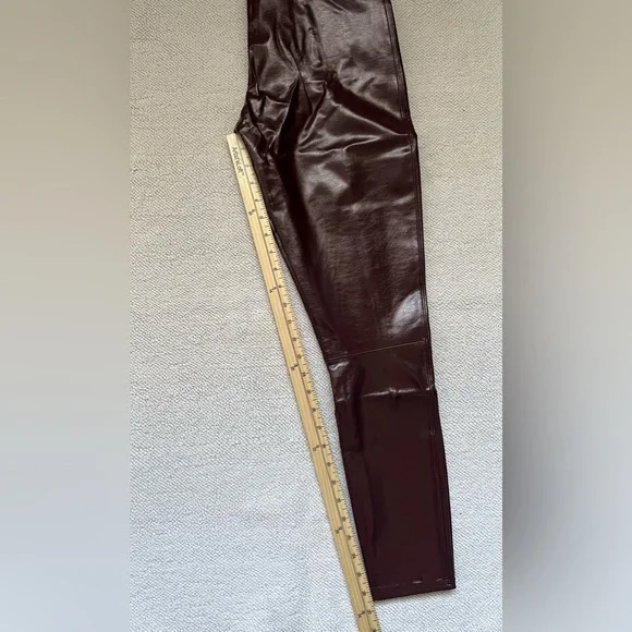SPANX SHINY FAUX PATENT LEATHER LEGGINGS BURGUNDY/RUBY RED | Size: L - Picture 15 of 15